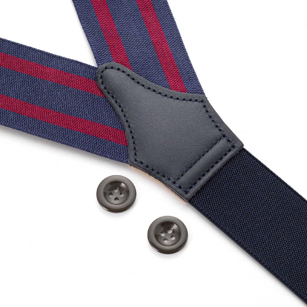 Rubinacci Bretelle rigate blu e bordeaux Nuovo