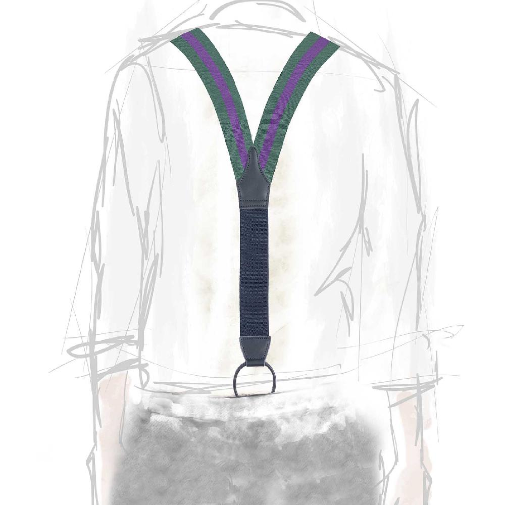 Rubinacci Bretelle rigate viola e verde Qualità