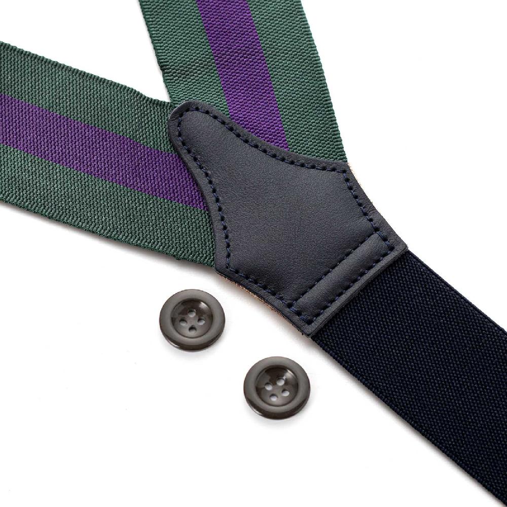 Rubinacci Bretelle rigate viola e verde Qualità