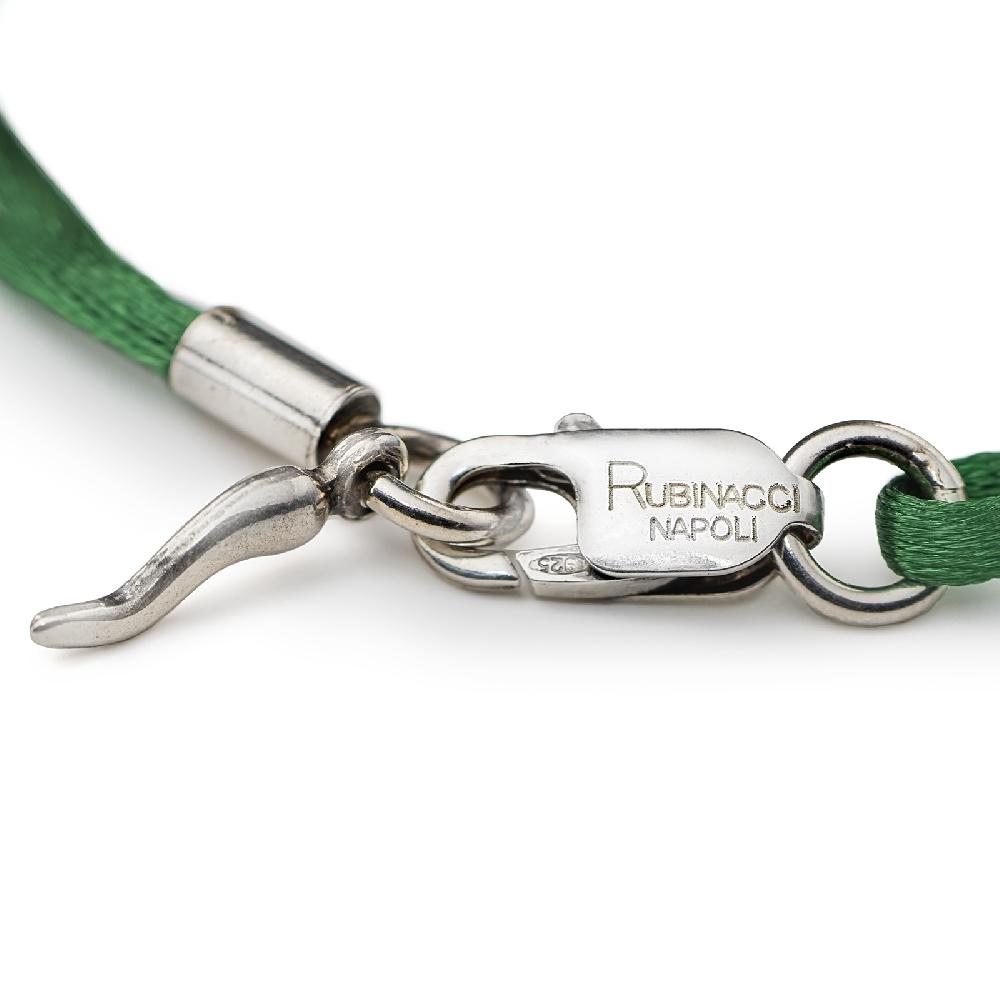 Rubinacci Braccialetto ruby in seta verde In Saldo