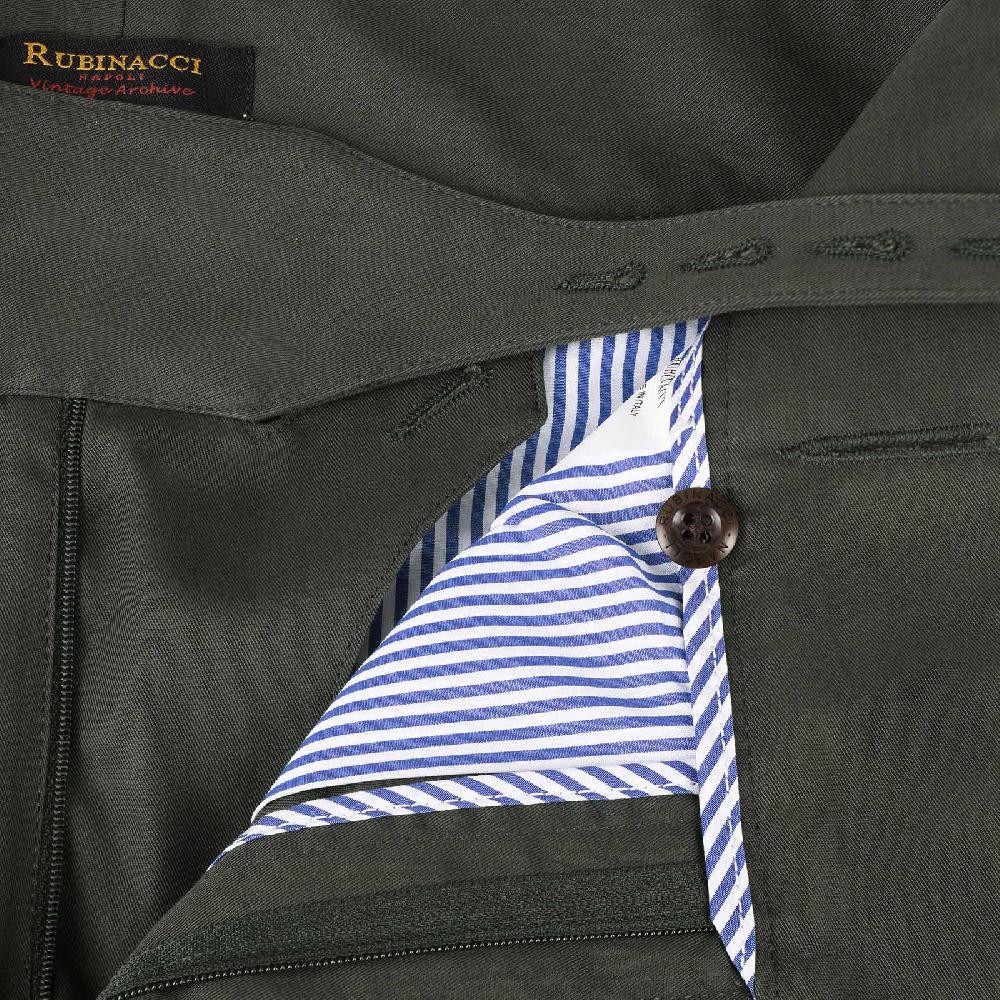 Rubinacci Vintage archive pantalone Manny in cotone verde militare Economico