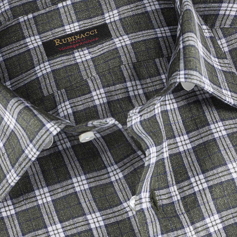 Rubinacci Vintage archive camicia in lino verde e bianco Saldi