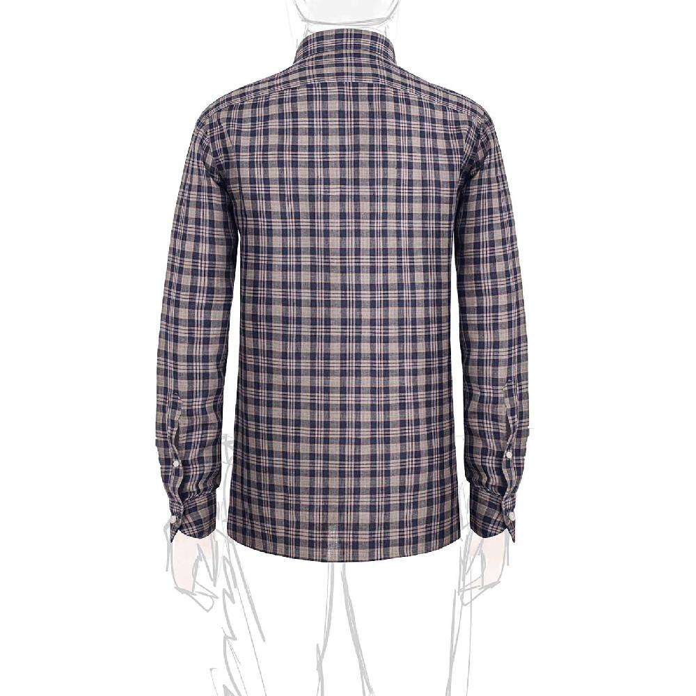 Rubinacci Vintage archive camicia in lino grigio e blu Offerte