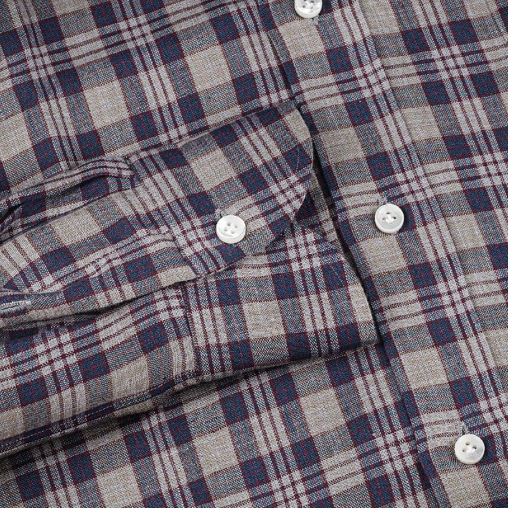 Rubinacci Vintage archive camicia in lino grigio e blu Offerte