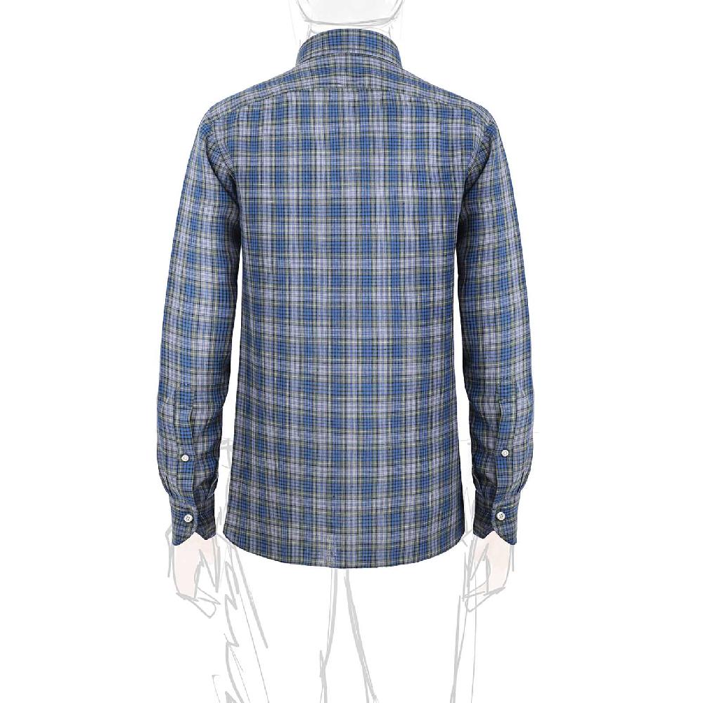 Rubinacci Vintage archive camicia in lino verde e blu Hotsell
