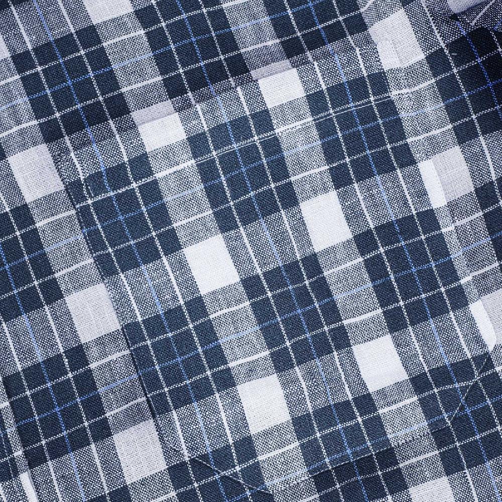 Rubinacci Vintage archive camicia in lino bianco e blu Vendita Calda