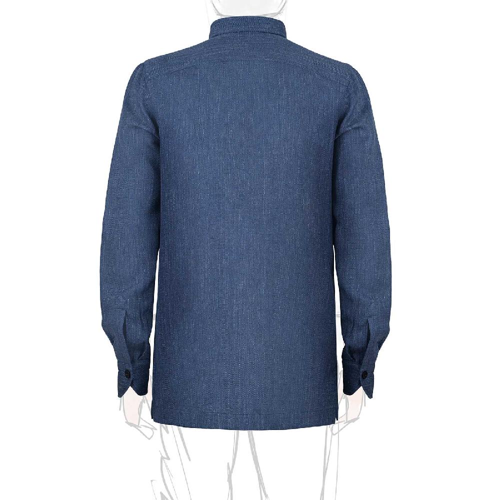 Rubinacci Sahariana in lana e seta blu Qualità