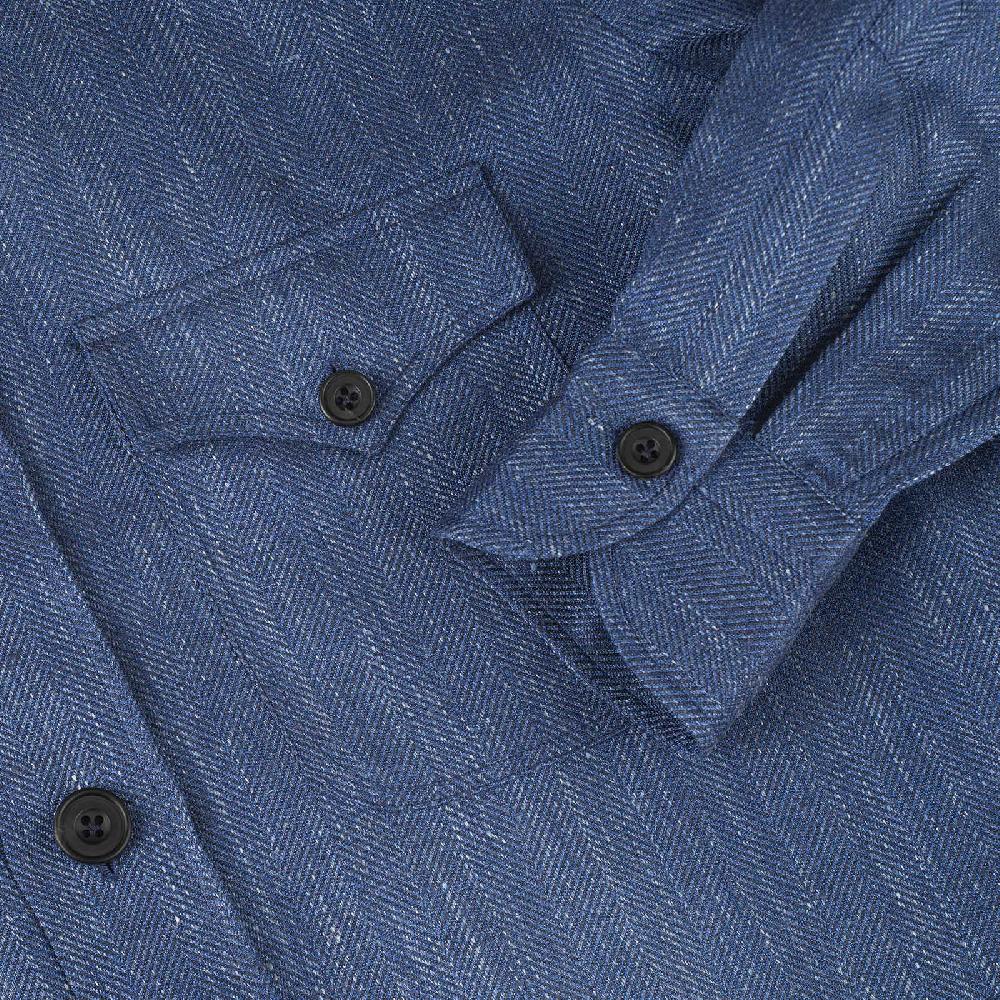 Rubinacci Sahariana in lana e seta blu Qualità