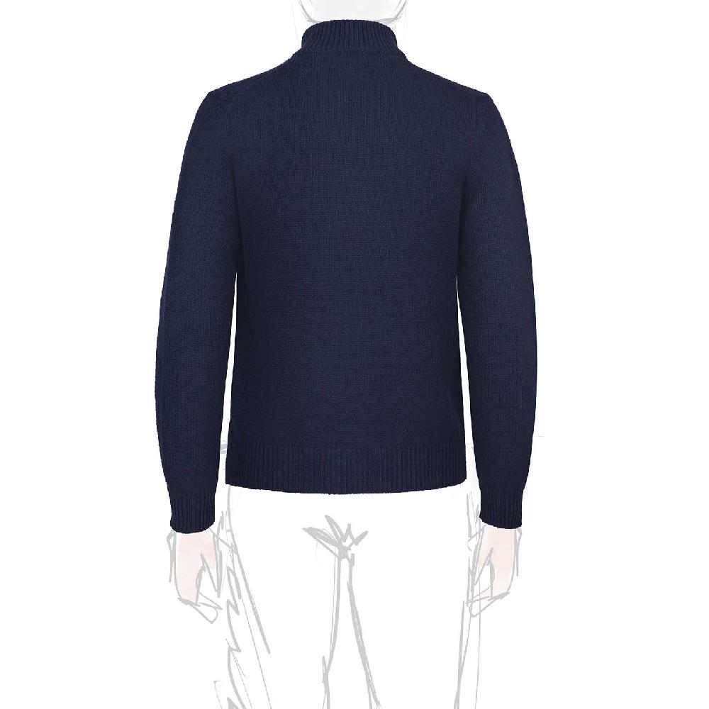 Rubinacci Pull zip in cashmere blu Nuova