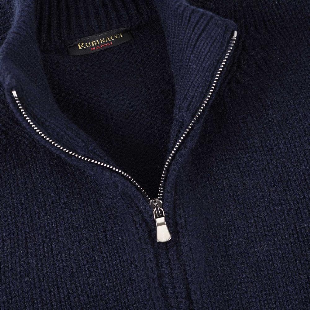 Rubinacci Pull zip in cashmere blu Nuova