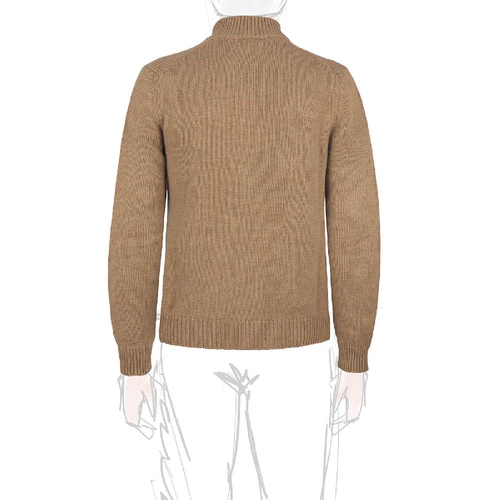 Rubinacci Pull zip in cashmere rhum Moda