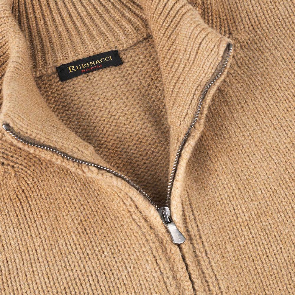 Rubinacci Pull zip in cashmere rhum Moda