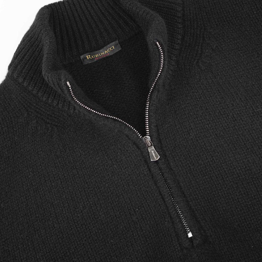 Rubinacci Pull mezza zip in cashmere nero Sconto di tempo limitato