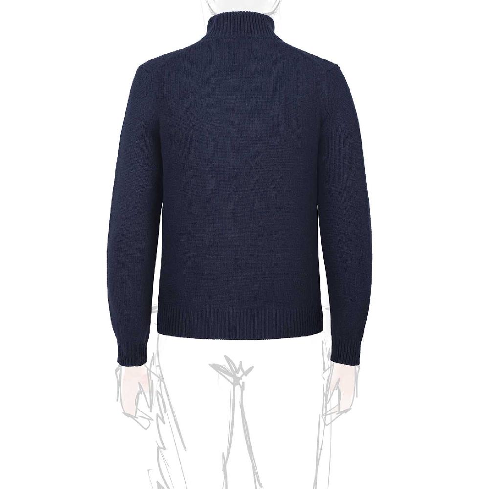 Rubinacci Pull mezza zip in cashmere blu Negozio online di fabbrica