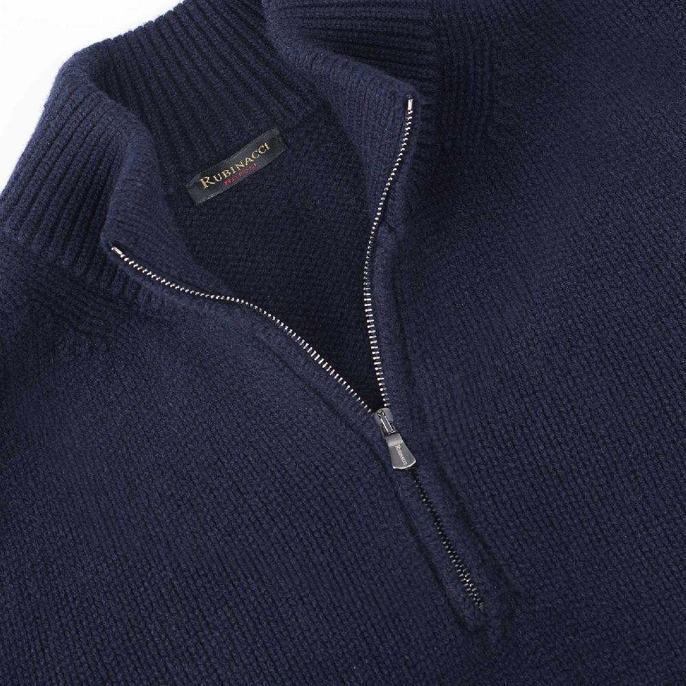 Rubinacci Pull mezza zip in cashmere blu Negozio online di fabbrica