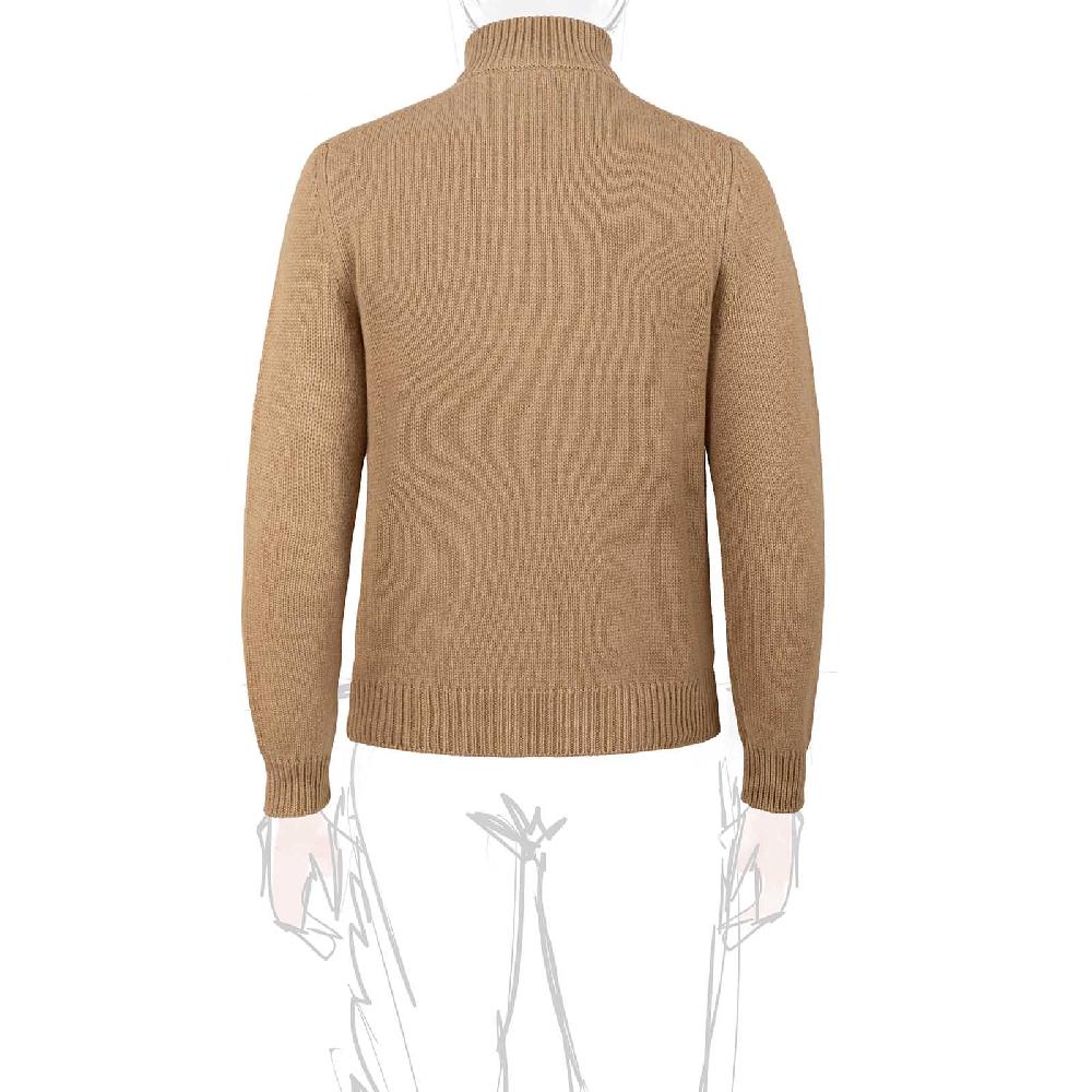 Rubinacci Pull mezza zip in cashmere rhum Prezzo di fabbrica