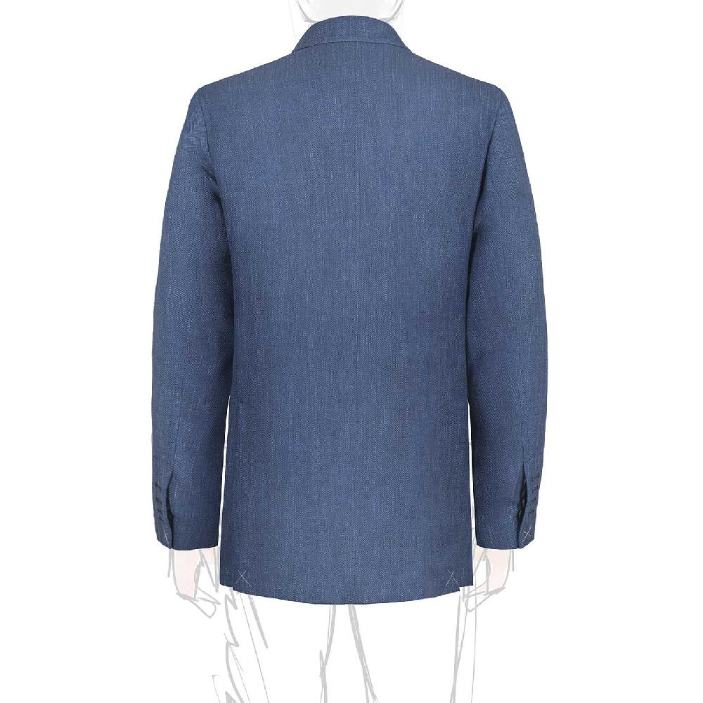 Rubinacci Giacca in lana e seta spigata blu Shopping online