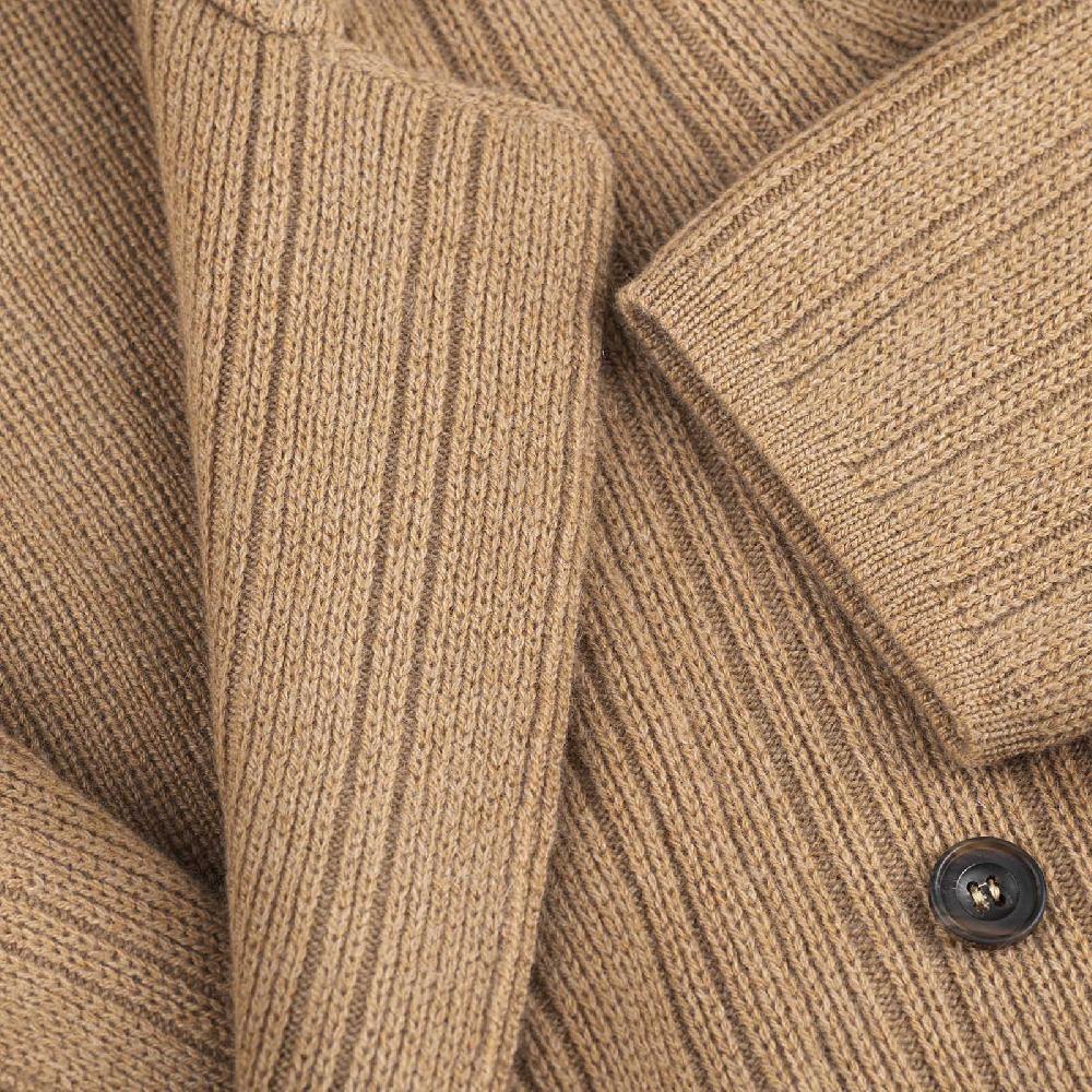 Rubinacci Cardigan doppio petto cashmere rhum Vendita calda