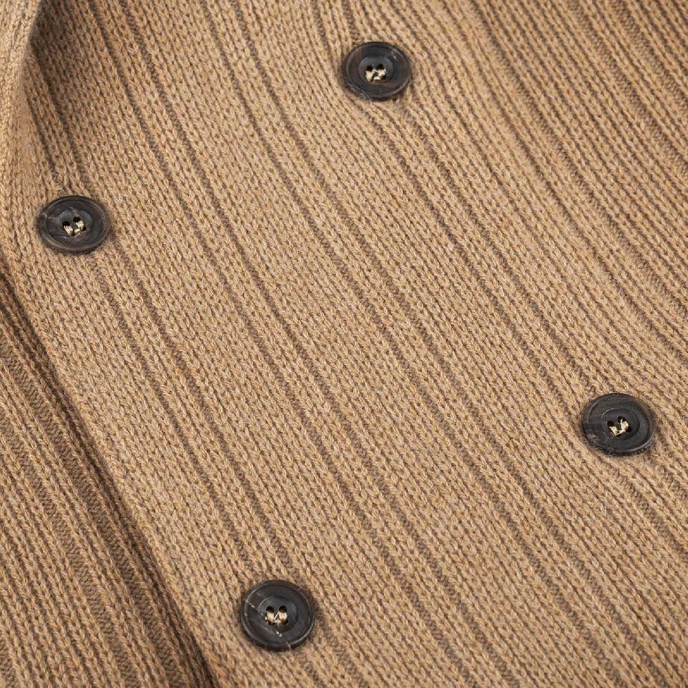 Rubinacci Cardigan doppio petto cashmere rhum Vendita calda