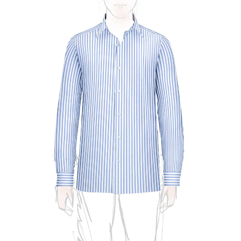 Rubinacci Camicia in cotone rigato bianco e celeste Offerte giornaliere