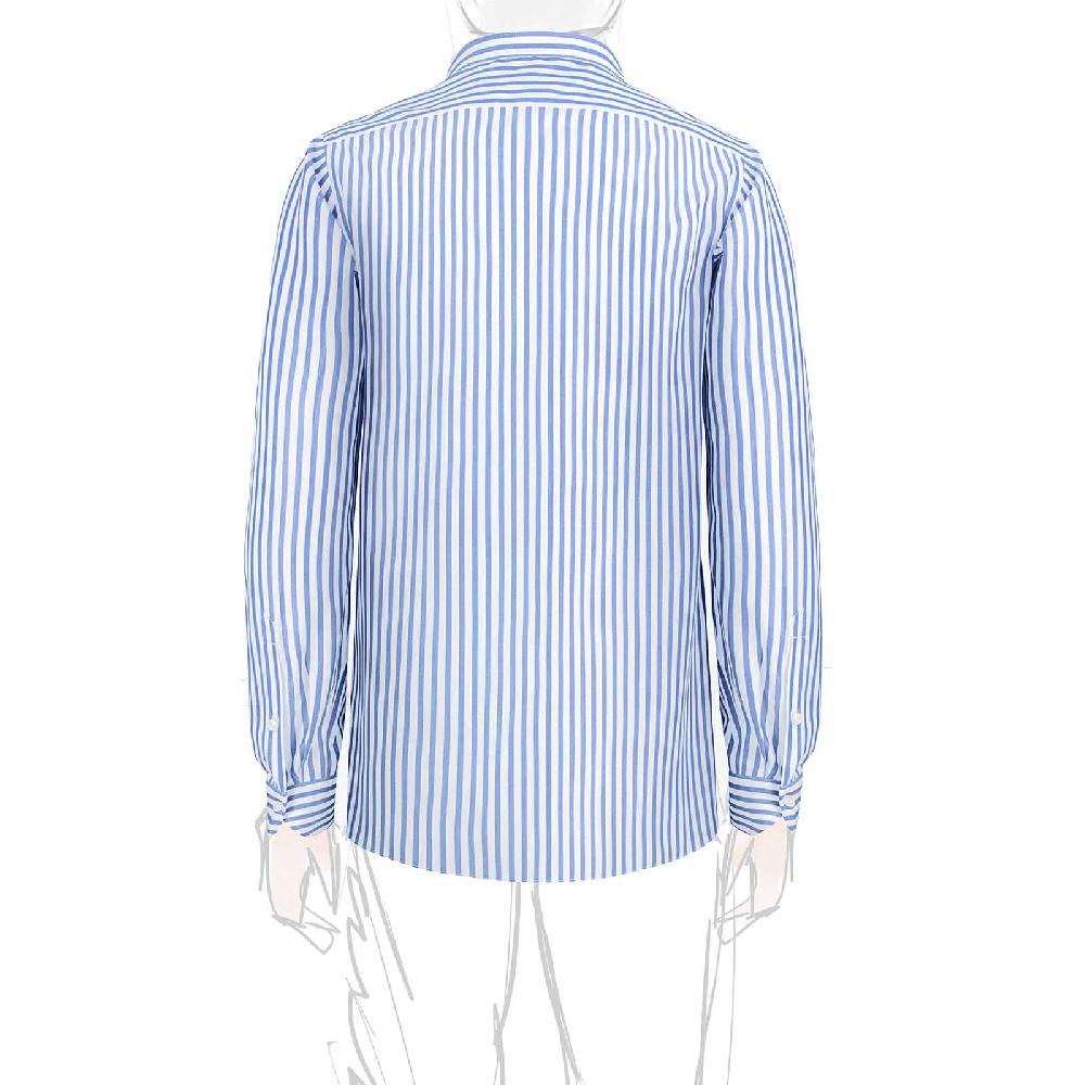 Rubinacci Camicia in cotone rigato bianco e celeste Offerte giornaliere
