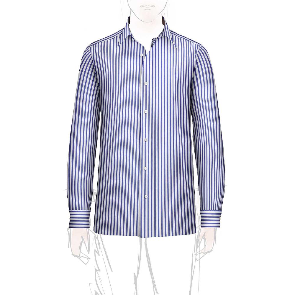 Rubinacci Camicia in cotone rigato bianco e blu Offerte speciali