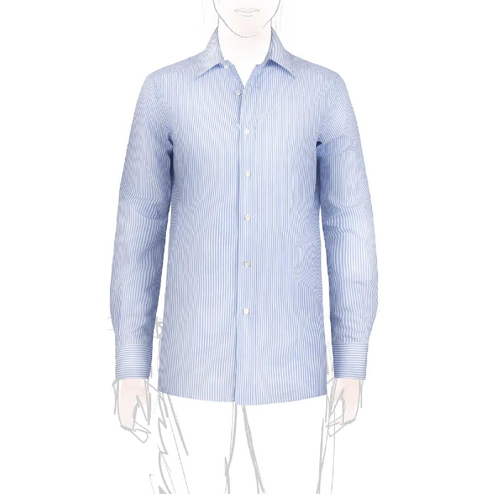 Rubinacci Camicia in cotone rigato bianco e celeste Offerta settimanale