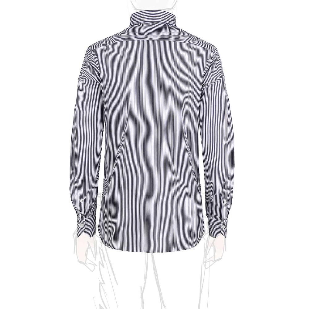 Rubinacci Camicia in cotone rigato bianco e blu Ritorno libero