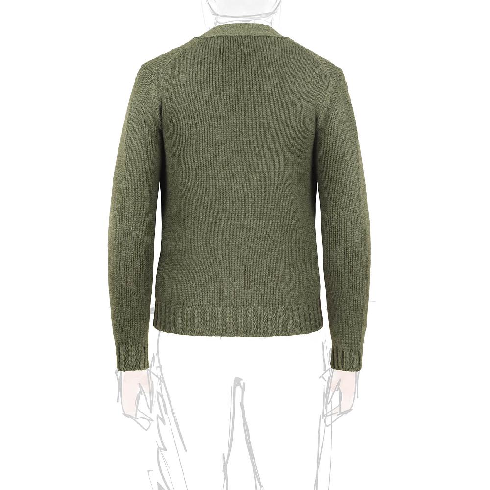 Rubinacci Cardigan cashmere verde oliva Sostegno trimestrale