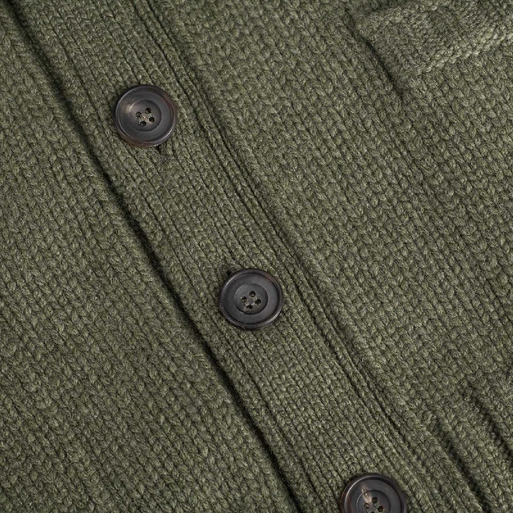 Rubinacci Cardigan cashmere verde oliva Sostegno trimestrale