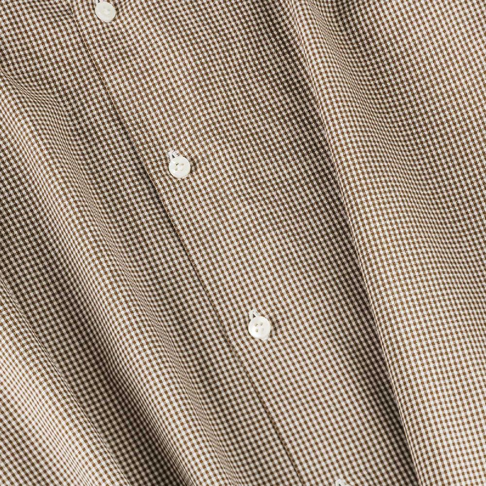 Rubinacci Camicia con collo bianco quadretto marrone Enormi sconti