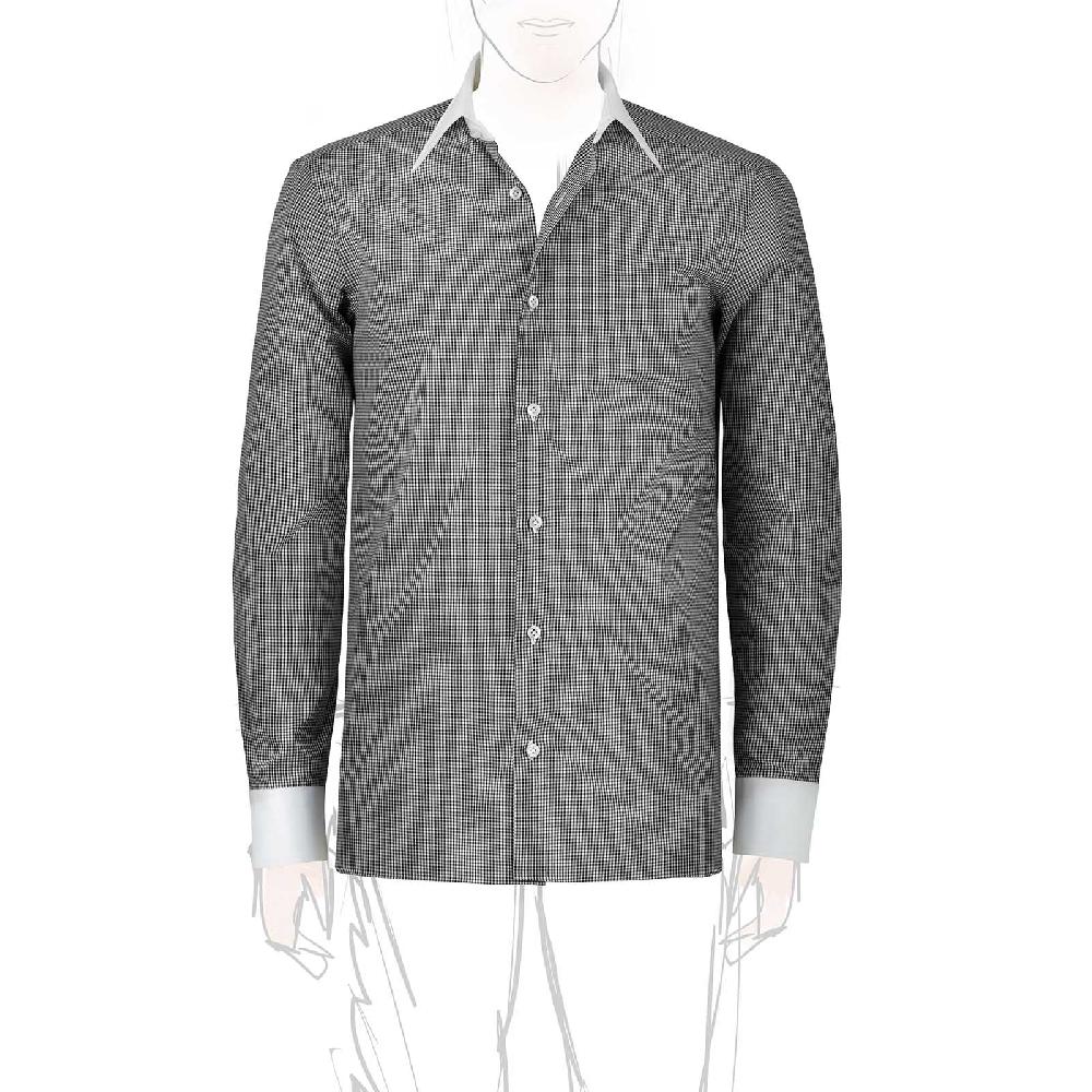 Rubinacci Camicia con collo bianco quadretto nero 50% di sconto con spedizione gratuita