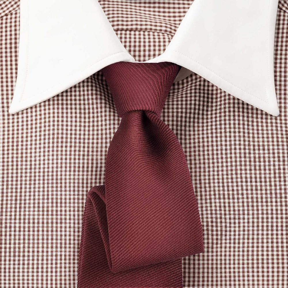 Rubinacci Camicia con collo bianco quadretto marrone Trasporto libero internazionale