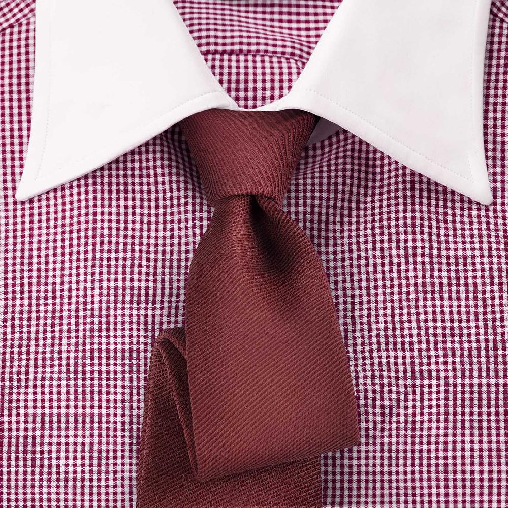 Rubinacci Camicia con collo bianco quadretto bordeaux Officina