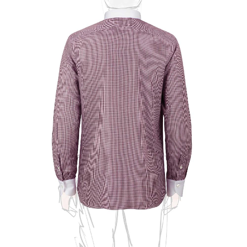 Rubinacci Camicia con collo bianco quadretto bordeaux Officina