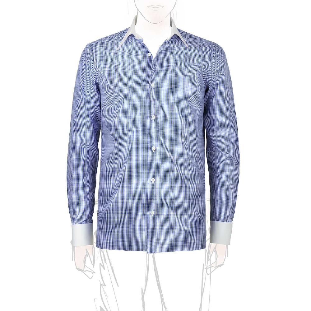 Rubinacci Camicia con collo bianco quadretto blu Limitato a 3 giorni