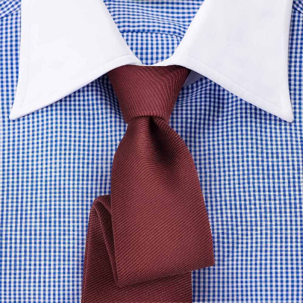 Rubinacci Camicia con collo bianco quadretto blu Limitato a 3 giorni