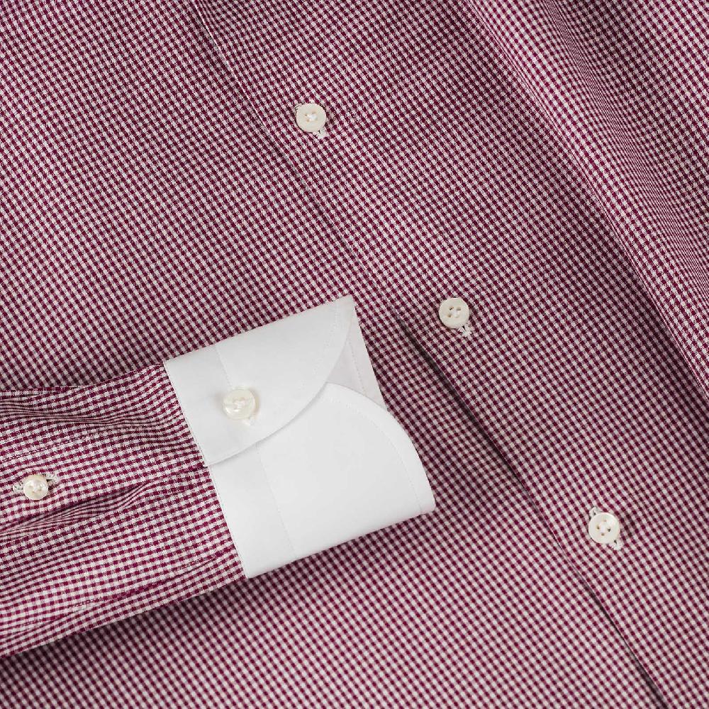 Rubinacci Camicia con collo bianco quadretto bordeaux Black Friday Prezzi
