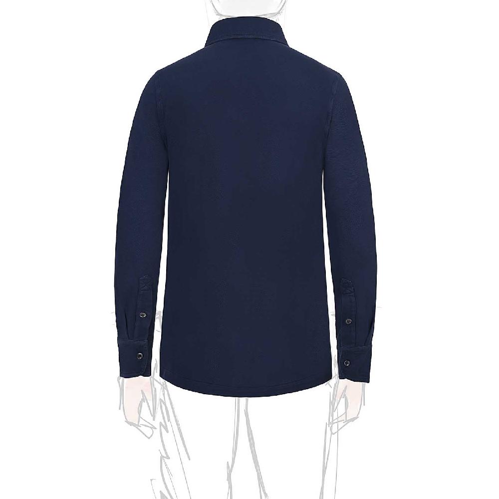 Rubinacci Camicia in piquet blu Italy