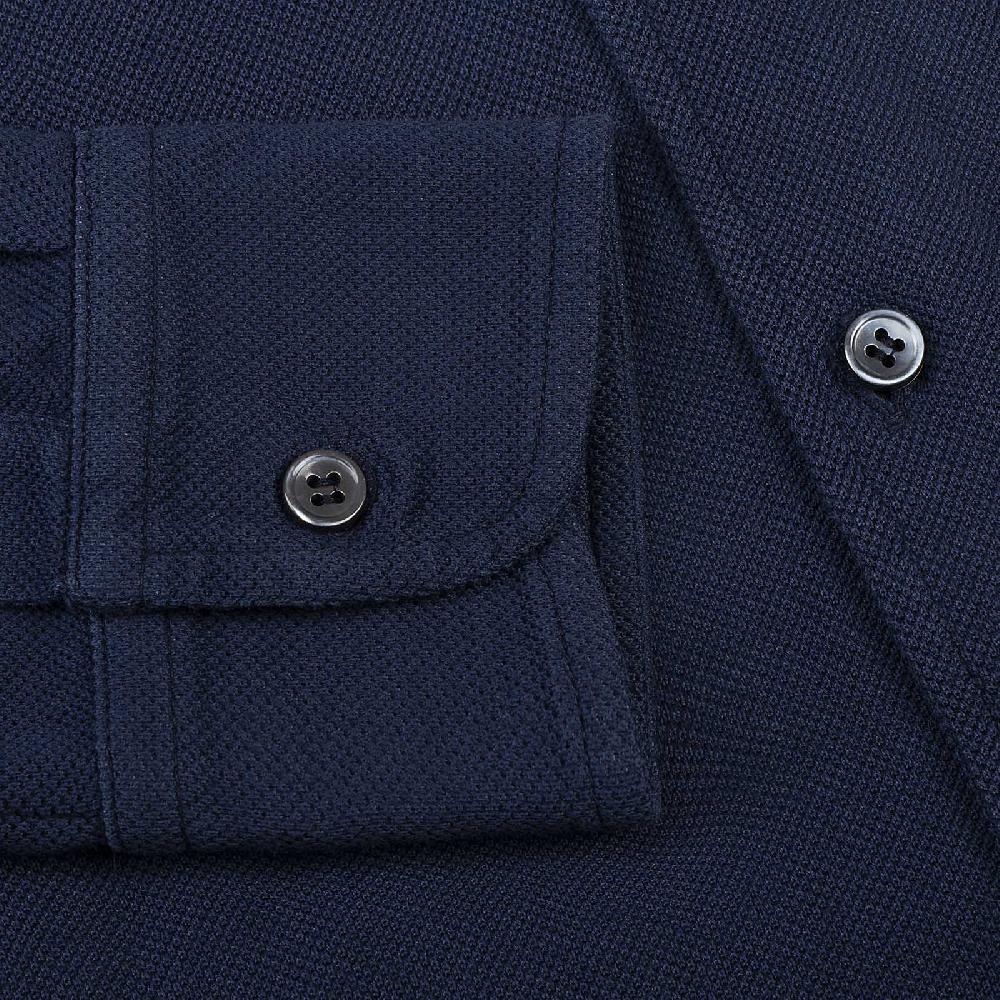 Rubinacci Camicia in piquet blu Italy