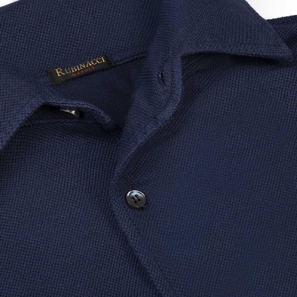 Rubinacci Camicia in piquet blu Italy