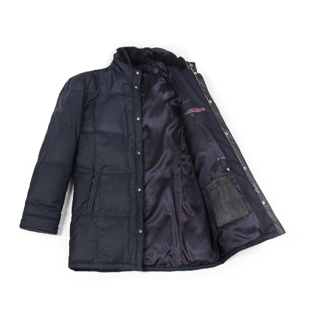 Rubinacci Piumino in lana e cashmere blu Presa
