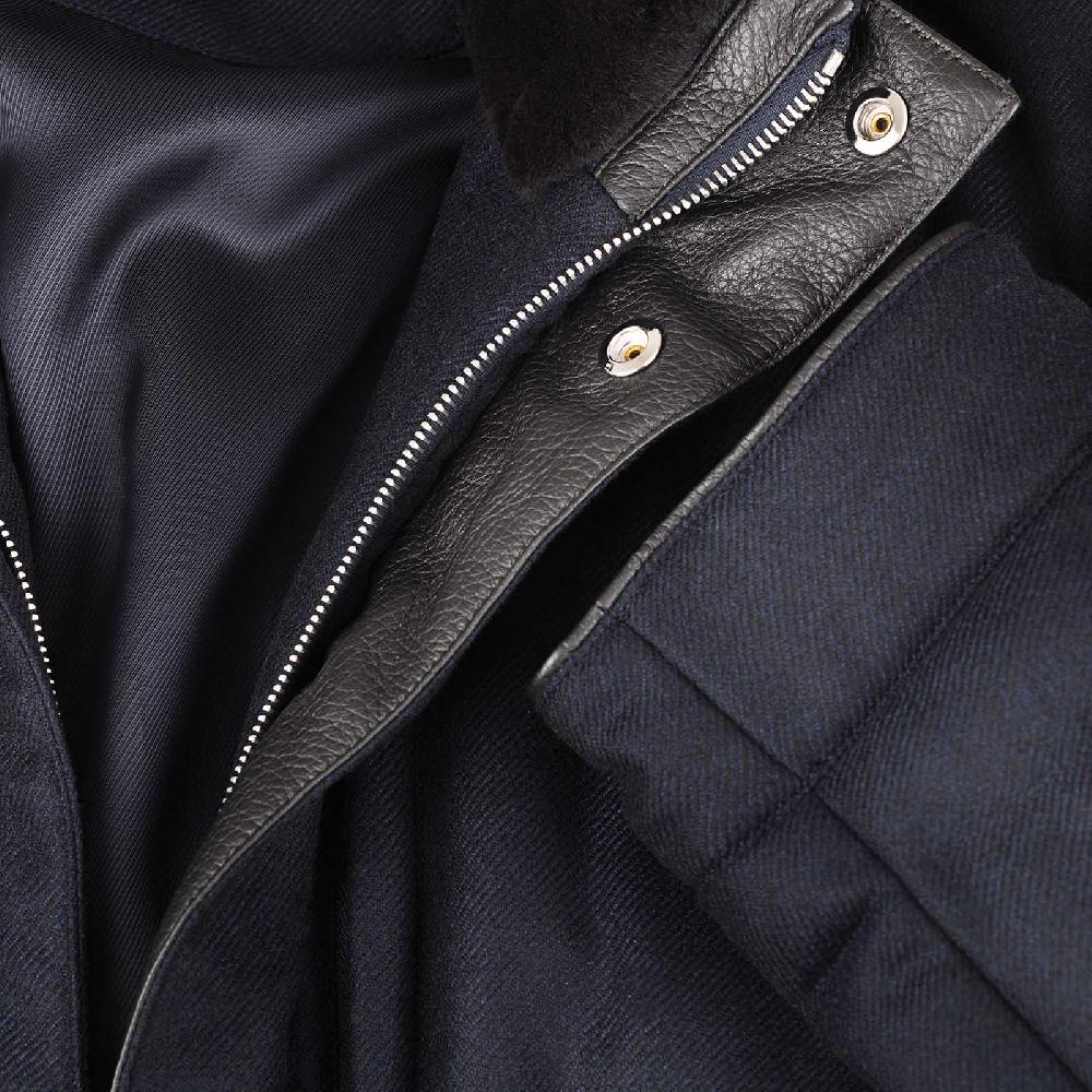Rubinacci Piumino in lana e cashmere blu Presa