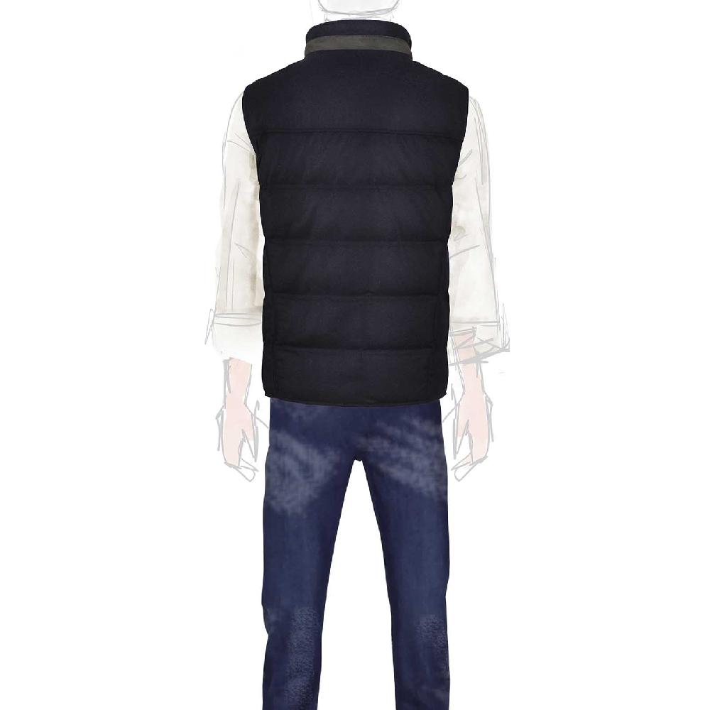 Rubinacci Gilet trapuntato lana e cashmere blu Sconto