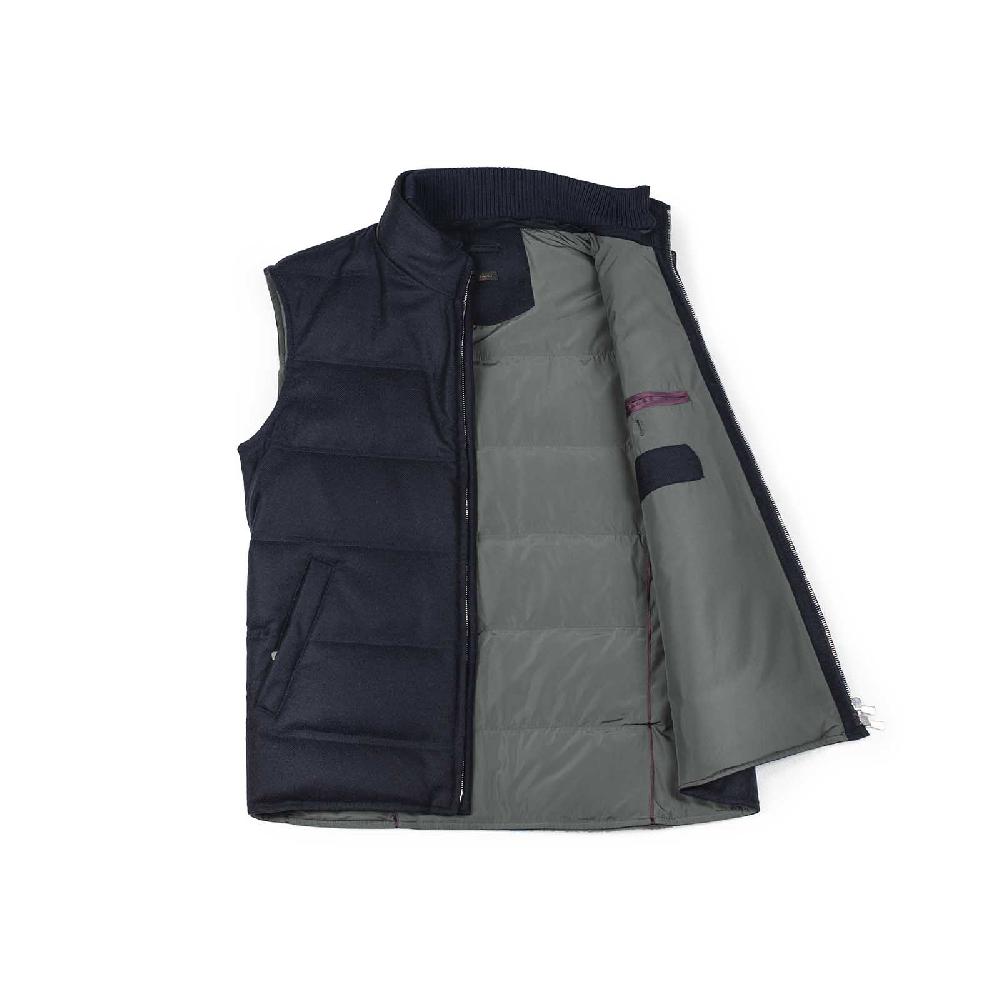 Rubinacci Gilet trapuntato lana e cashmere blu Sconto