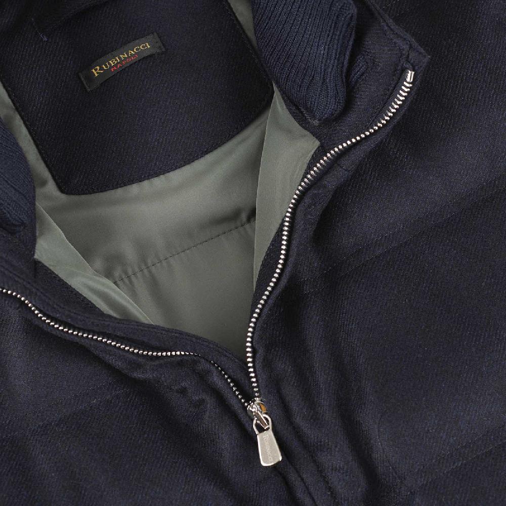 Rubinacci Gilet trapuntato lana e cashmere blu Sconto