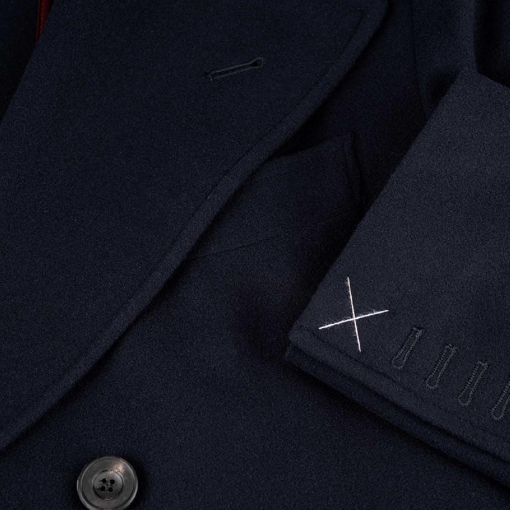 Rubinacci Cappotto Ulster in lana super 200's blu Offerta