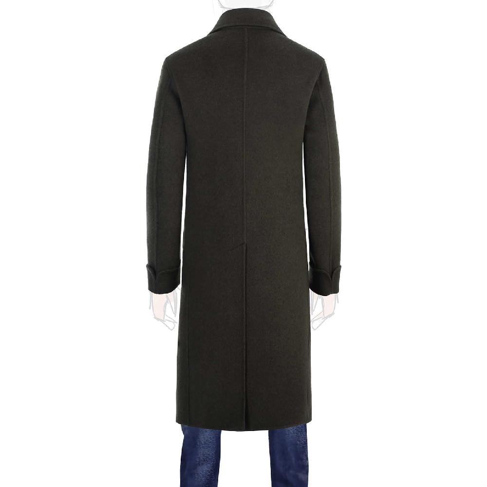Rubinacci Cappotto doppio petto in cashmere verde Vendita Calda