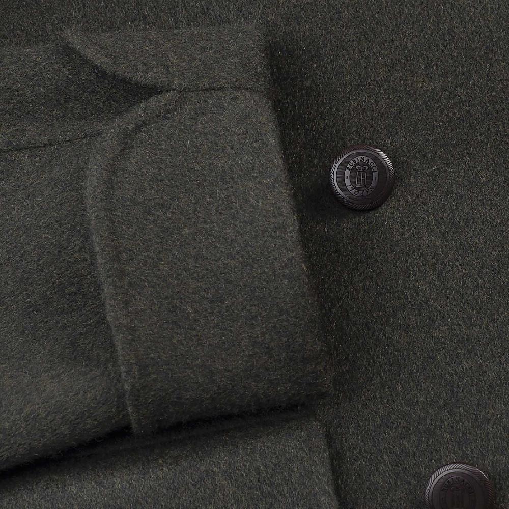 Rubinacci Cappotto doppio petto in cashmere verde Vendita Calda