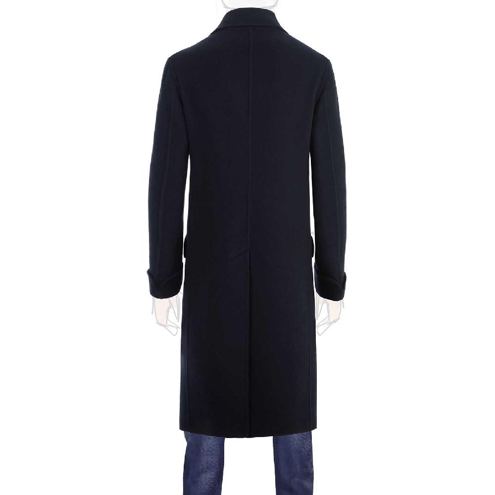Rubinacci Cappotto doppio petto in cashmere blu Vendita Economica